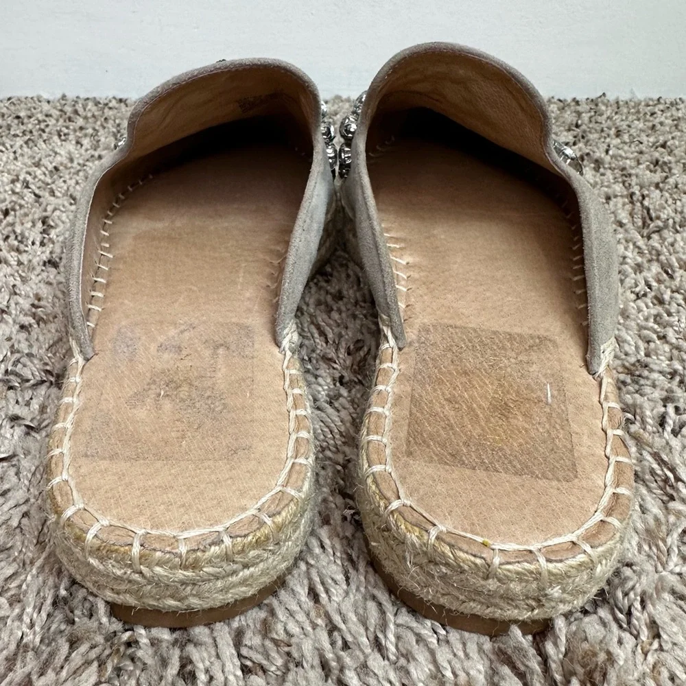 Halogen Blythe Crystal Embellished Espadrille Mule in Stone Suede Size 8.5